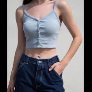 brandy melville blue button up tank